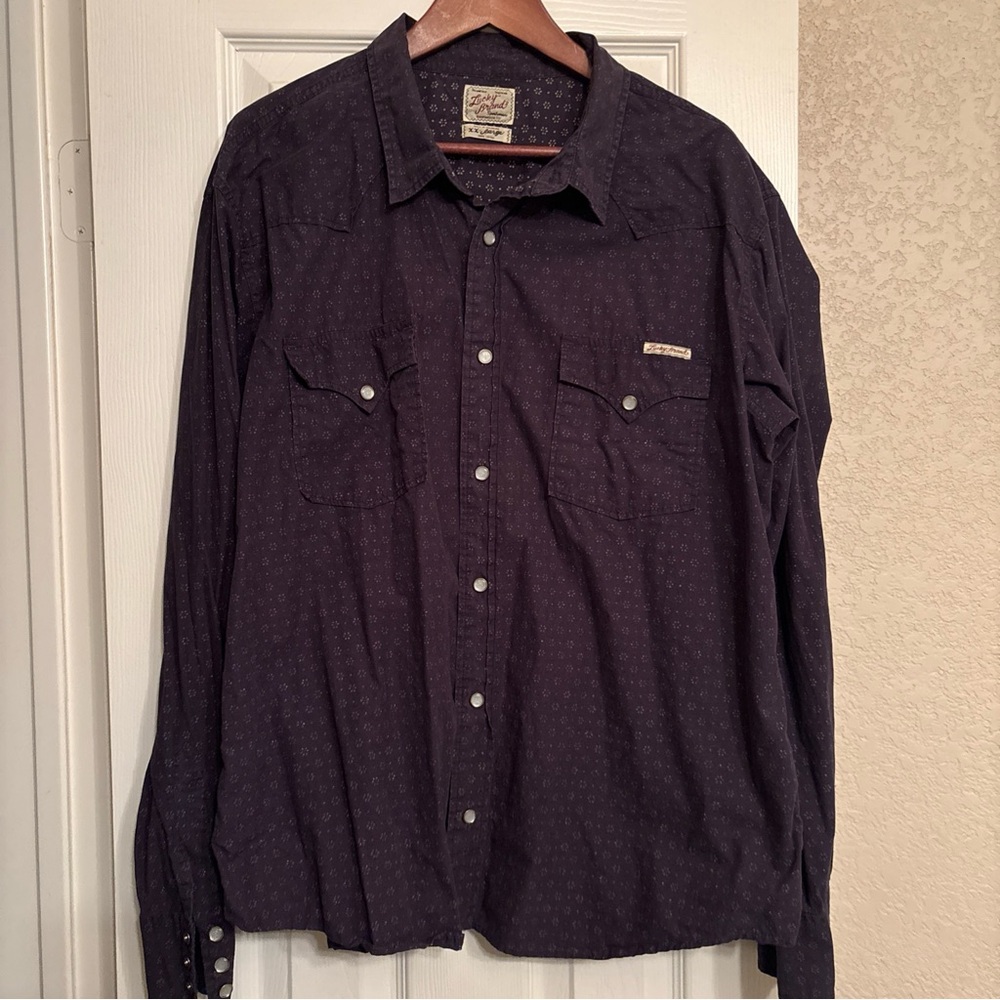 Lucky Brand Western Snap Shirt XXL dark muted navy